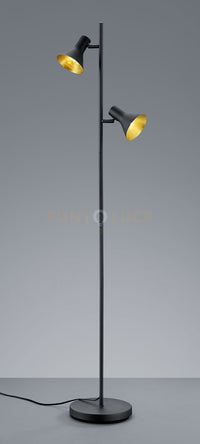 NINA PIANTANA ATTACCO E14 DIFFUSORI METALLO NERO + ORO H.144CM 2 LUCI