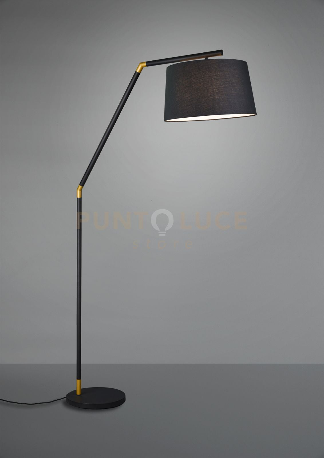 TRACY PIANTANA METALLO NERO CON INSERTI ORO E PARALUME NERO H. 175CM D.40CM 1 LUCE ATTACCO E27