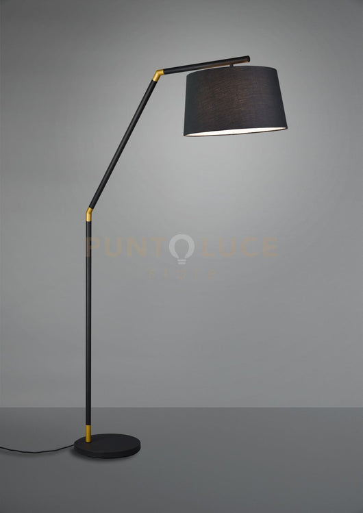 TRACY PIANTANA METALLO NERO CON INSERTI ORO E PARALUME NERO H. 175CM D.40CM 1 LUCE ATTACCO E27