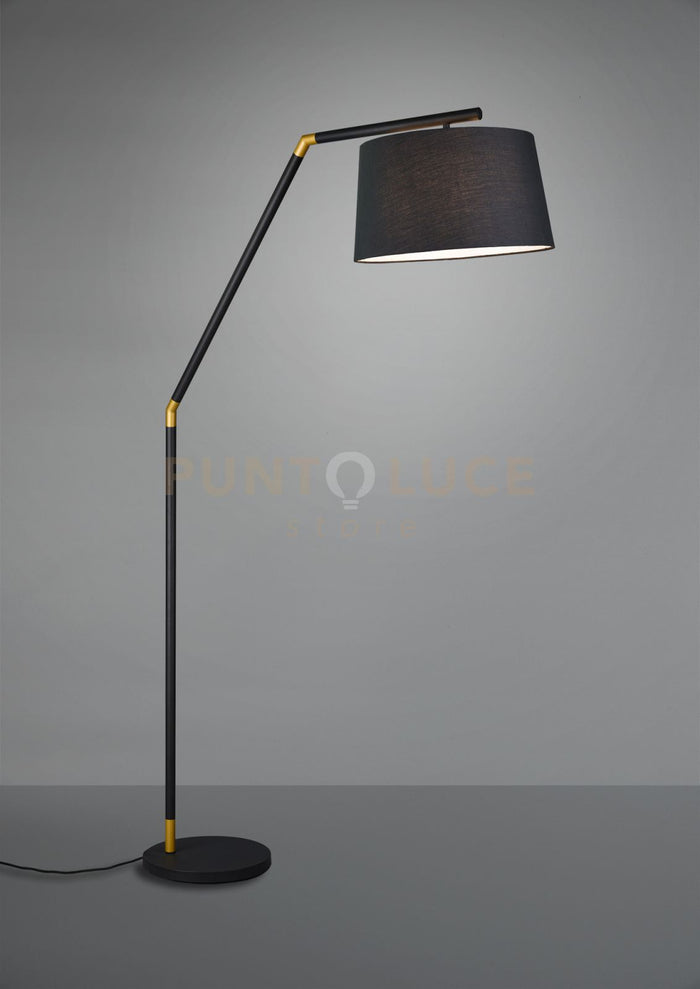 TRACY PIANTANA METALLO NERO CON INSERTI ORO E PARALUME NERO H. 175CM D.40CM 1 LUCE ATTACCO E27