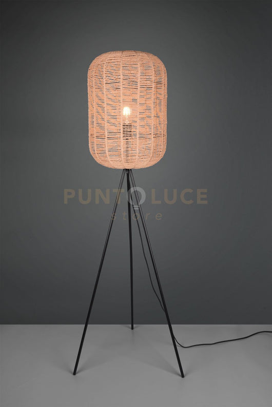 RUNA PIANTANA DIFFUSORE GRANDE METALLO NERO E CORDA D.35CM H. 150CM 1 LUCE ATTACCO E27