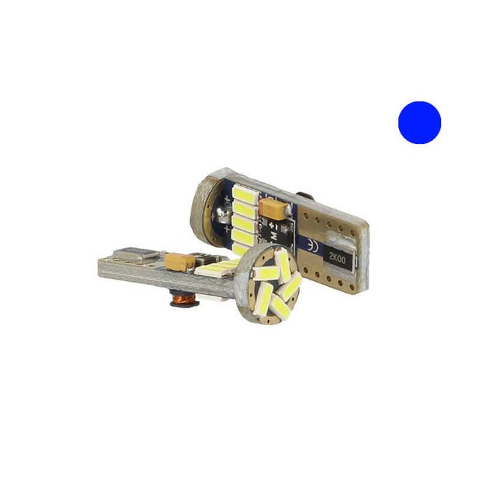 Lampadina Led Canbus T10 W5W 15 Smd 4014 Colore Blue No Errore Check Luci 12V Senza Polarita