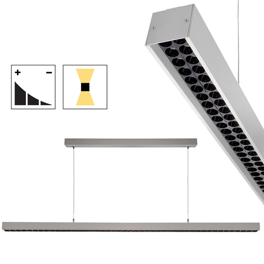 Lampadario LED 60W dimmerabile pendente barra sospensione doppia emissione 4000K luce indiretta scrivania ufficio GRIGIO