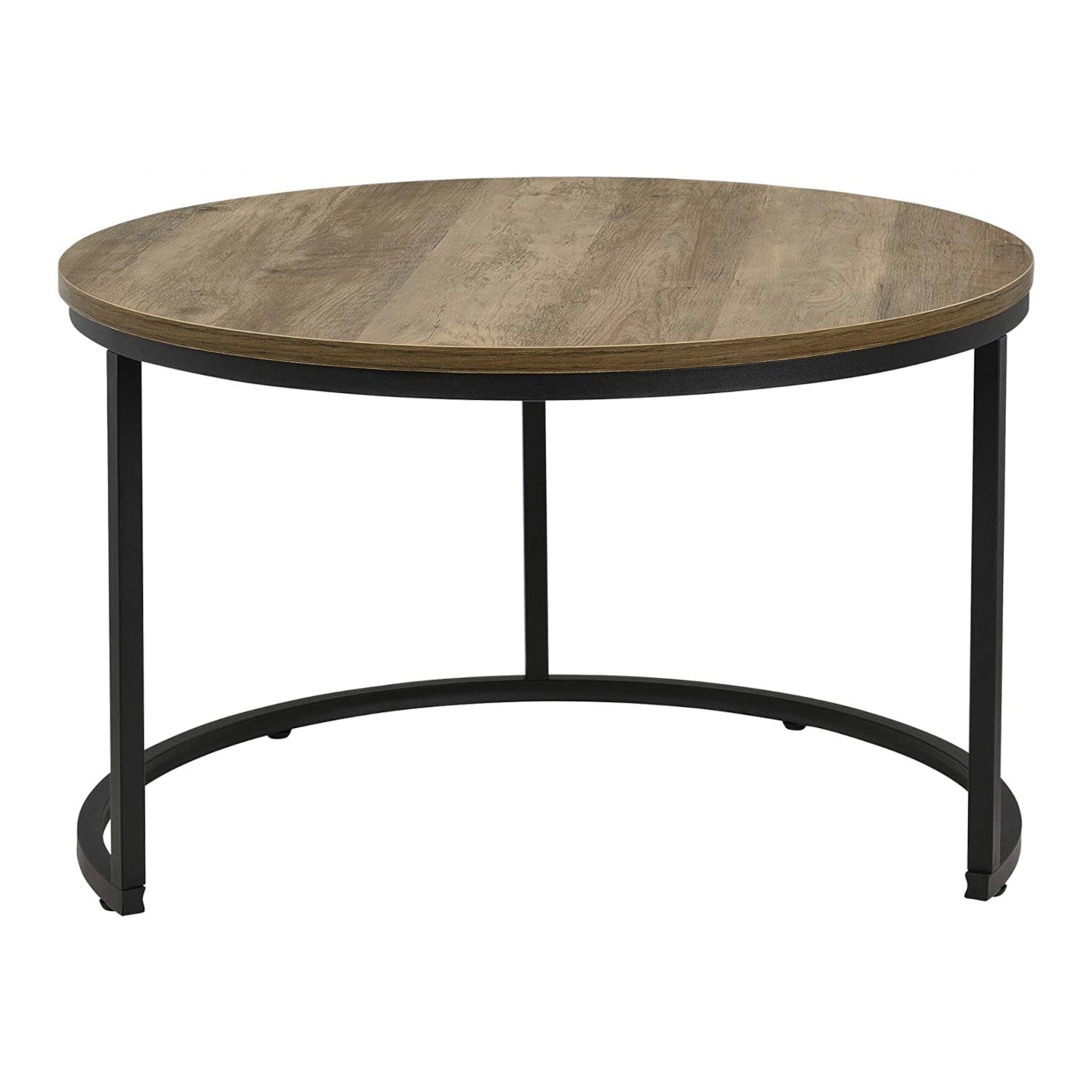 Set Christchurch 2 Tavolini Sovrapponbili con Piani Rotondi - Effetto Legno [en.casa]