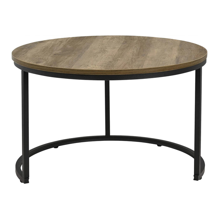 Set Christchurch 2 Tavolini Sovrapponbili con Piani Rotondi - Effetto Legno [en.casa]