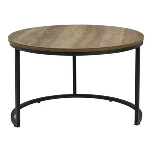 Set Christchurch da 2 Tavolini Bassi Sovrapponibili con Piano Rotondo - Effetto Legno Scuro [en.casa]