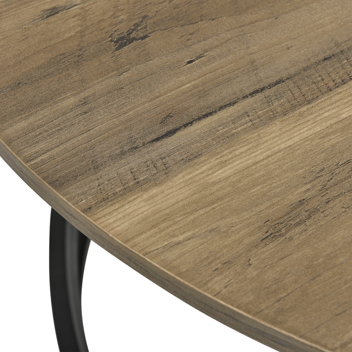 Tavolino da Salotto Dunedin con Piano Rotondo e Base Spirale - Effetto Legno / Nero [en.casa]