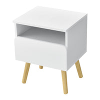Comodino Dargaville con Cassetto e Vano Portaoggetti 50x40x34 cm - Bianco [en.casa]