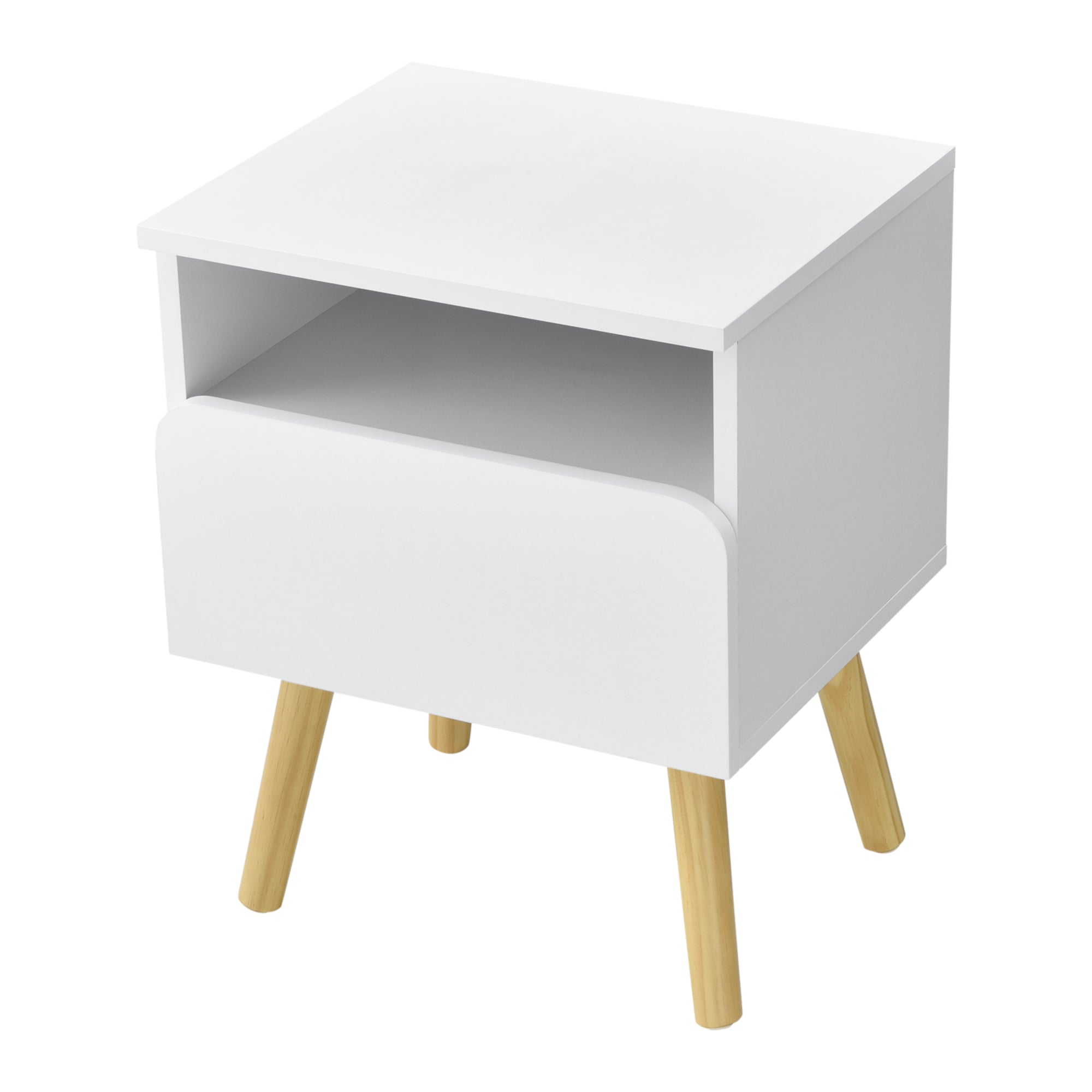 Comodino Dargaville con Cassetto e Vano Portaoggetti 50x40x34 cm - Bianco [en.casa]