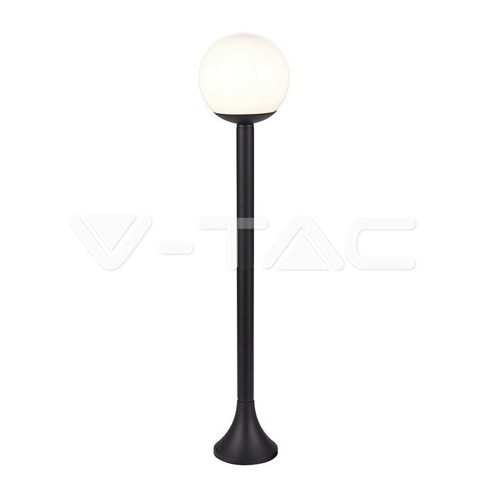 Lampione Lampada da terra V-TAC 1xE27 Sfera in plastica opalina nera opaca