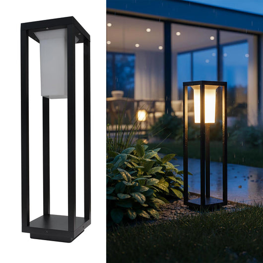 Lampione da Giardino E27 Moderno IP65 Lampioncino Esterno Luce Cortile Viale Sentiero 60cm 230V COLORE NERO