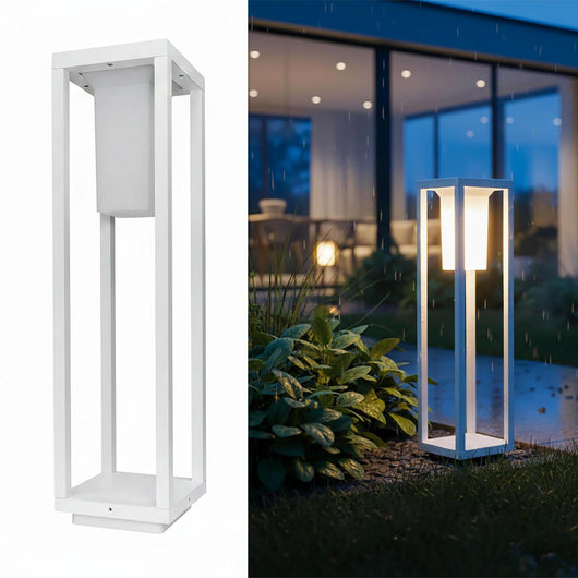 Lampione da Giardino E27 Moderno IP65 Lampioncino Esterno Luce Cortile Viale Sentiero 60cm 230V COLORE BIANCO