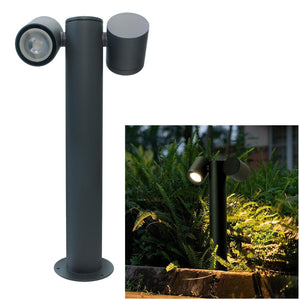 Lampione da giardino doppio LED GU10 lampioncino impermeabile diffusore orientabile luce viale cortile grigio scuro 44cm