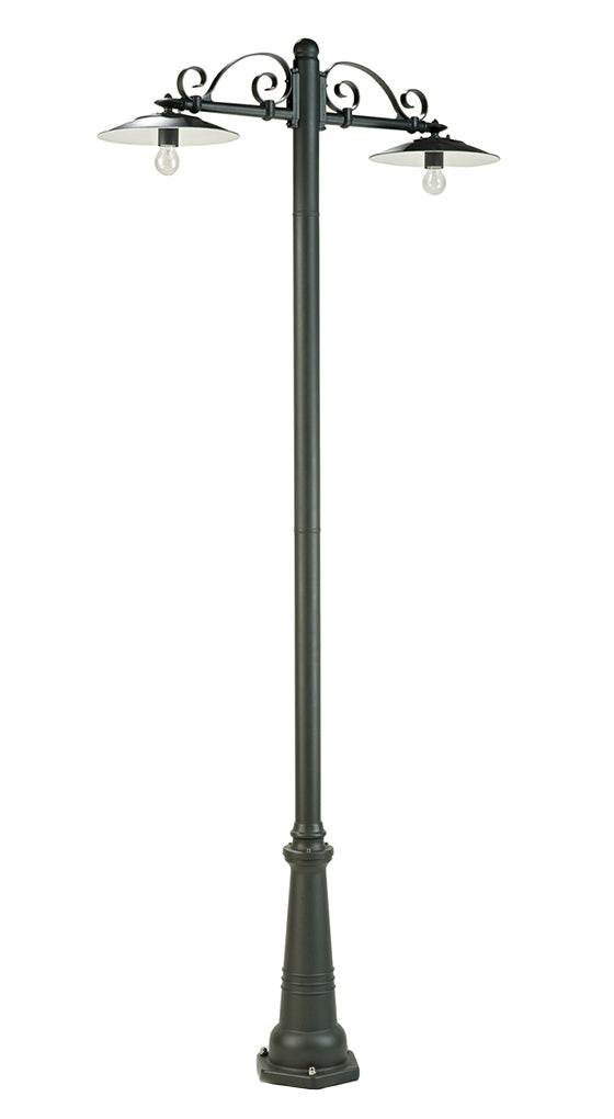 Lampione illuminazione da esterno, palo alto 234cm grafite, due luci E27 Antique Sovil