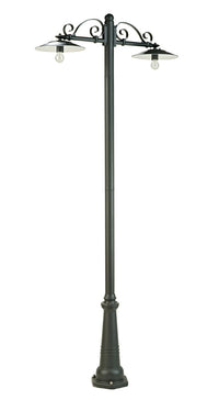 Lampione illuminazione da esterno, palo alto 234cm grafite, due luci E27 Antique Sovil