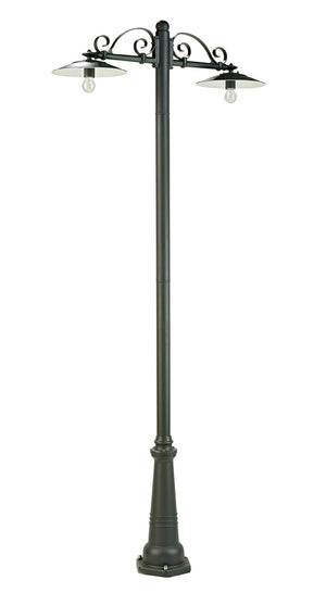 Lampione illuminazione da esterno, palo alto 234cm grafite, due luci E27 Antique Sovil
