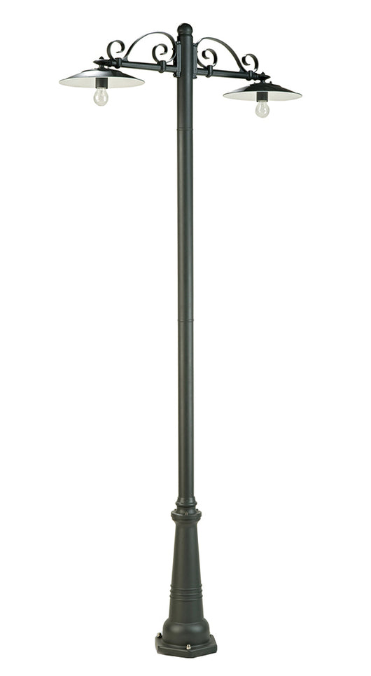 Lampione illuminazione da esterno, palo alto 234cm grafite, due luci E27 Antique Sovil