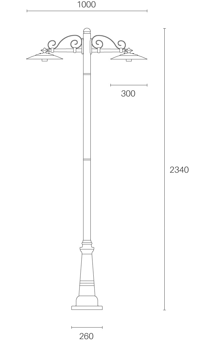 Lampione illuminazione da esterno, palo alto 234cm grafite, due luci E27 Antique Sovil