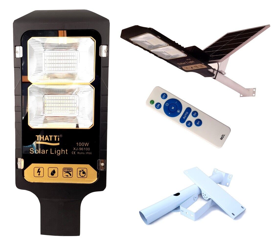 Lampione stradale LED 100W pannello solare con staffa e telecomando XJ-96100