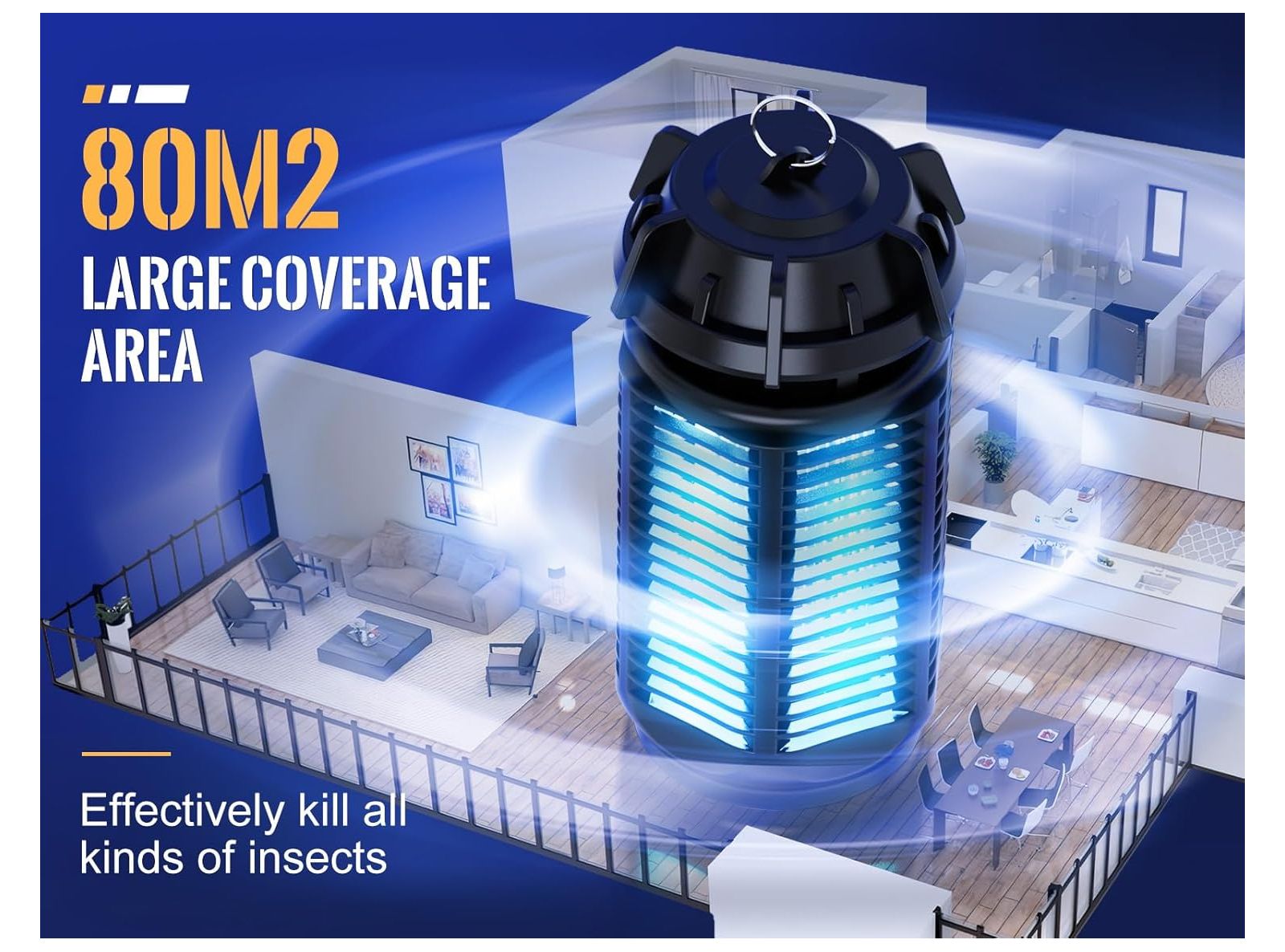 Lanterna Bug Zapper 20 W UV Antizanzare 80 m² Interni/Esterni – Zanzare, Mosche, Vespe