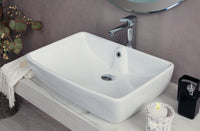 Lavabo appoggio rettangolare con troppo pieno 59x42x16cm bianco Mues Trynco