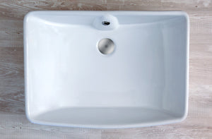 Lavabo appoggio rettangolare con troppo pieno 59x42x16cm bianco Mues Trynco