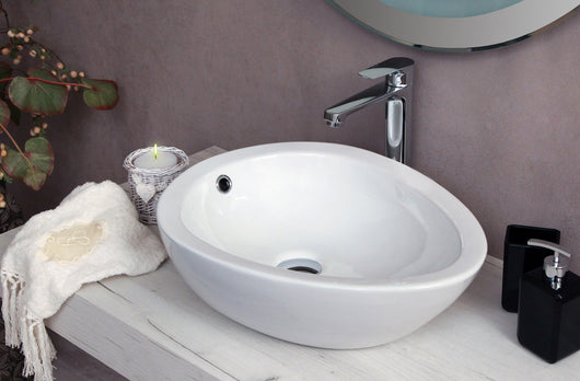 Lavabo bagno da appoggio con troppo pieno 50x39x15 cm bianco Mues Remed