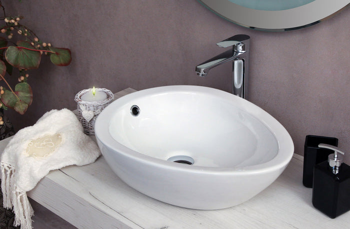 Lavabo bagno da appoggio con troppo pieno 50x39x15 cm bianco Mues Remed