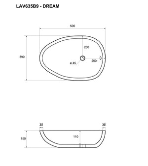 Lavabo bagno da appoggio con troppo pieno 50x39x15 cm bianco Mues Remed