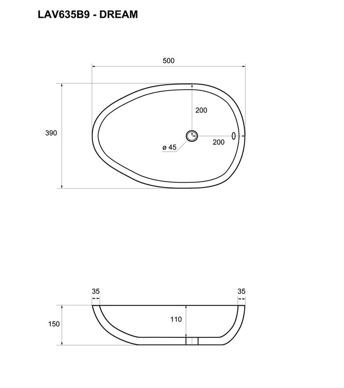 Lavabo bagno da appoggio con troppo pieno 50x39x15 cm bianco Mues Remed