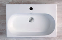 Lavabo bagno da appoggio monoforo con troppo pieno 59,5x39,5x16,5 cm bianco Mues Losu