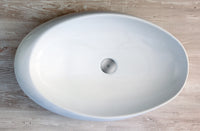 Lavabo bagno da appoggio senza troppo pieno 69x45x18,5 cm bianco Mues Mega