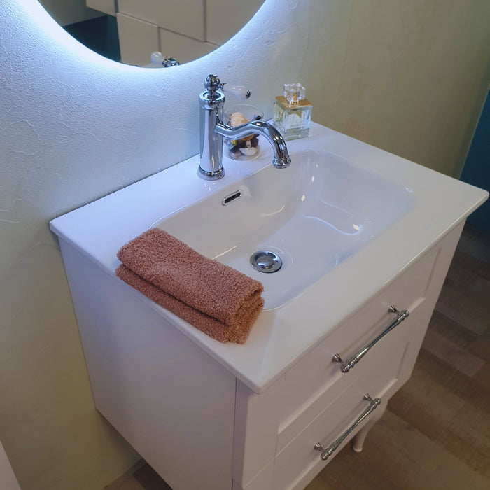 Lavabo da incasso vasca tonda bianco in ceramica 60x46,5 cm