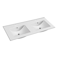 Lavabo da appoggio 20331 in ceramica due vasche 121.5x47 cm colore bianco