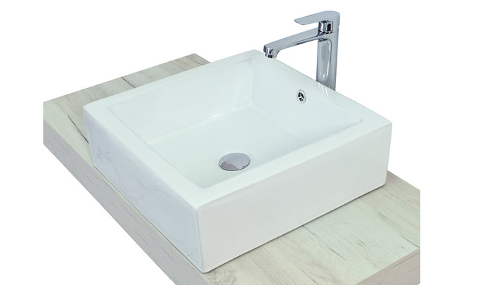 Lavabo da appoggio con troppo pieno 46x46x15 cm bianco Mues Miral