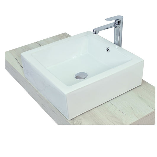Lavabo da appoggio con troppo pieno 46x46x15 cm bianco Mues Miral