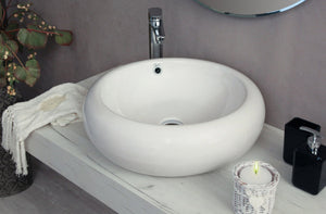 Lavabo da appoggio con troppo pieno 52x17cm bianco Mues Round