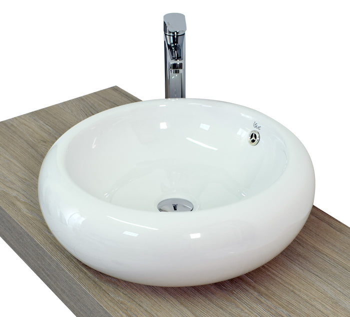 Lavabo da appoggio con troppo pieno 52x17cm bianco Mues Round