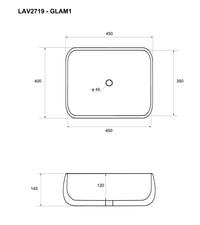 Lavabo da appoggio con troppo pieno 56x43,5x13,5 cm Mues Gary