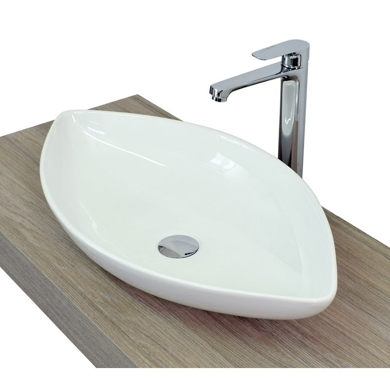 Lavabo da appoggio con troppo pieno 70x37x14 cm bianco Mues Thigon