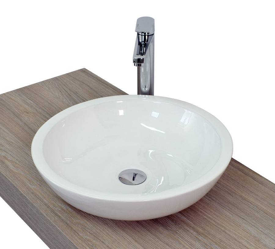 Lavabo da appoggio senza troppo pieno 47x14cm bianco Mues Stutru