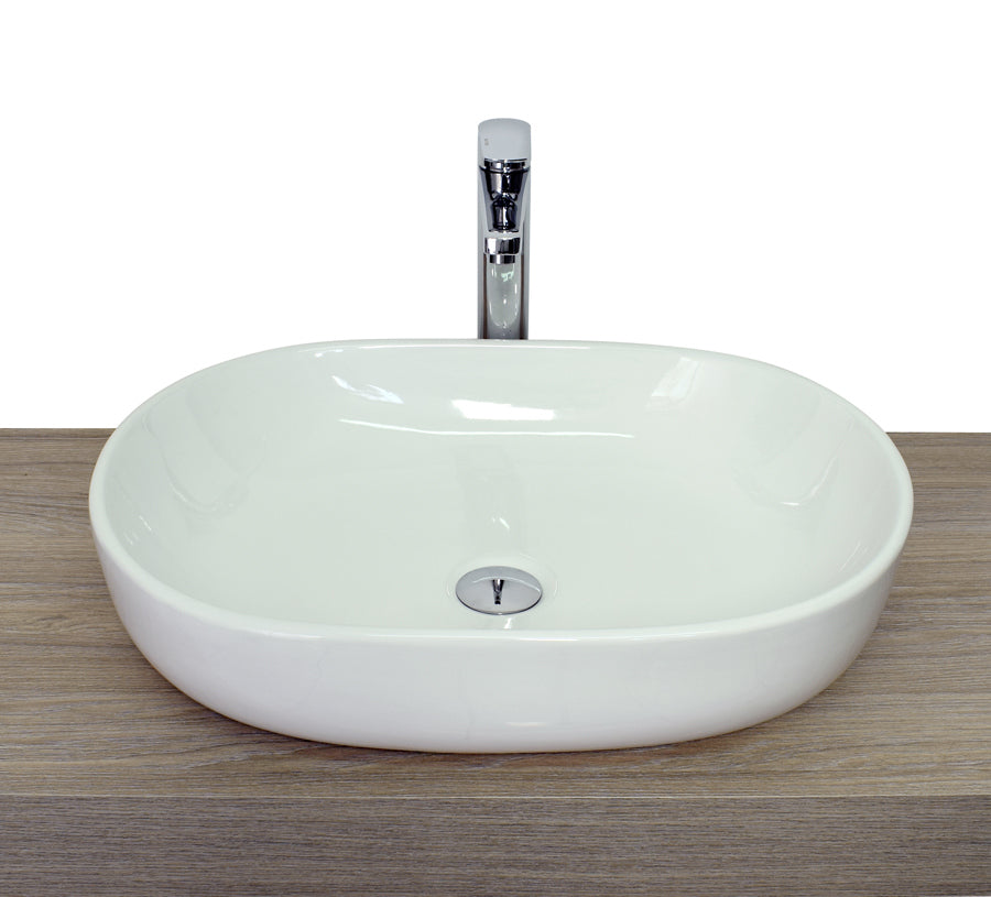 Lavabo da appoggio senza troppo pieno 60x42x14cm bianco Mues Opper