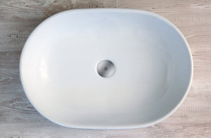Lavabo da appoggio senza troppo pieno 60x42x14cm bianco Mues Opper