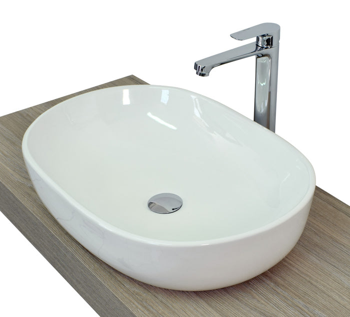 Lavabo da appoggio senza troppo pieno 60x42x14cm bianco Mues Opper