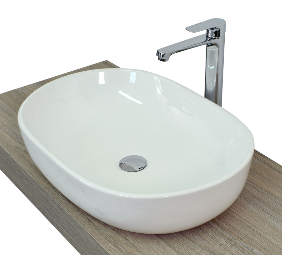 Lavabo da appoggio senza troppo pieno 60x42x14cm bianco Mues Opper