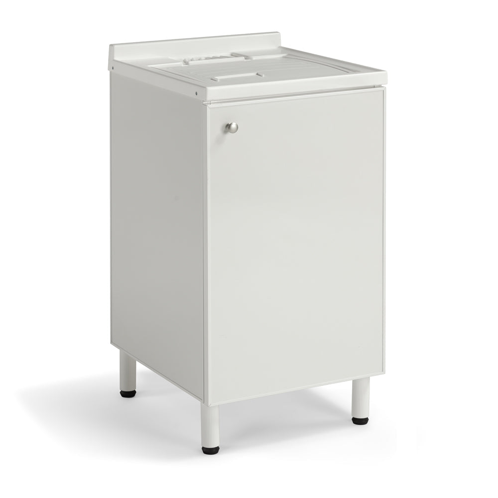 Mobile Lavatoio Lavapanni 45x50 in alluminio 100% MADE IN ITALY NETTUNO per interno e esterno con vasca in ABS e sotto lavatoio con anta