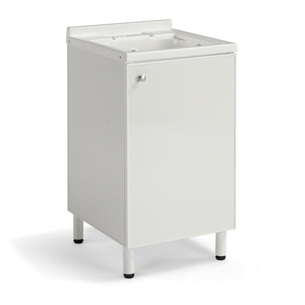 Mobile Lavatoio Lavapanni 45x50 in alluminio 100% MADE IN ITALY NETTUNO per interno e esterno con vasca in ABS e sotto lavatoio con anta