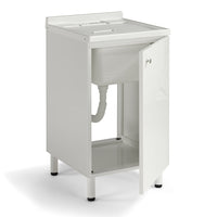 Mobile Lavatoio Lavapanni 45x50 in alluminio 100% MADE IN ITALY NETTUNO per interno e esterno con vasca in ABS e sotto lavatoio con anta