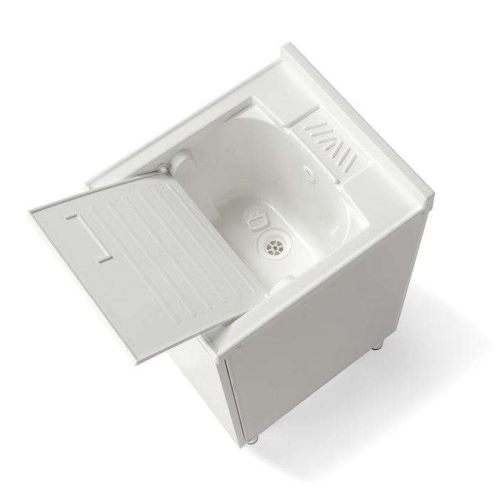 Mobile Lavatoio Lavapanni 45x50 in alluminio 100% MADE IN ITALY NETTUNO per interno e esterno con vasca in ABS e sotto lavatoio con anta