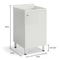 Mobile Lavatoio Lavapanni 45x50 in alluminio 100% MADE IN ITALY NETTUNO per interno e esterno con vasca in ABS e sotto lavatoio con anta